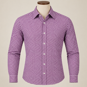 เสื้อเชิ้ตผ้าฝ้ายแท้ 100% ลายตารางสำหรับผู้ชาย เนื้อผ้านุ่ม ระบายอากาศได้ดี ทรงปกติ ปกเสื้อพับได้ สวมใส่สบายๆ ขายส่งเสื้อผ้าจากอินเดีย - Product Image 2