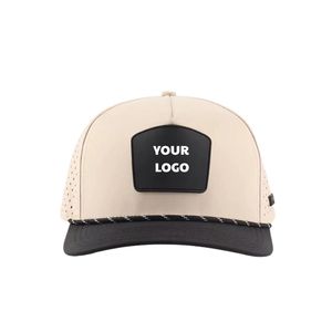 หมวกกอล์ฟกันน้ำสองสี พร้อมโลโก้ยางแบบกำหนดเอง ปีกโค้ง 5 แผง แบบ Snapback สำหรับกีฬากลางแจ้ง - Product Image 2