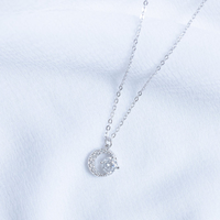 Collier pendentif de fiançailles en argent 925, forme de lune, moissanite D VVS1, bijoux fins personnalisés, style minimaliste, pour cadeau