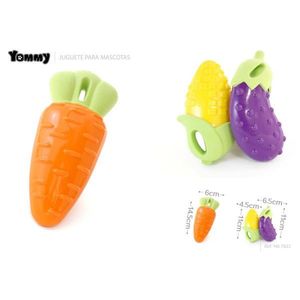 Jouet à mâcher pour chien Yommy Tpr en forme de légumes, 14,5 cm, carotte, maïs, aubergine - Product Image 1