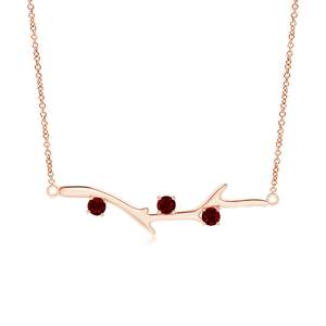 Collier pendentif en or 18 carats avec rubis rouge taille brillant rond serti à griffes 0,3 carats, motif branche d'arbre, certifié IGI, inspiré de la nature - Product Image 1