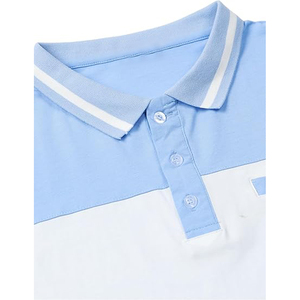 Nouvelle chemise décontractée pour homme en coton tricoté imprimé à manches courtes, style color block, col contrastant, anti-plis, idéale pour le golf - Product Image 4