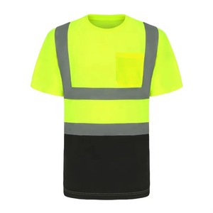 T-shirt de sécurité haute visibilité jaune avec bandes réfléchissantes, poche inférieure noire, ANSI Classe 2, étanche, LED clignotante, logo personnalisé - Product Image 1