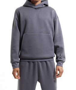 เสื้อสเวตเตอร์มีฮู้ดผู้ชาย ผ้าฟลีซ สีพื้น แขนปกติ - Product Image 1