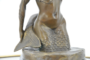 Statue de sirène en métal antique, figurine décorative, sculpture pour la décoration de la maison, objet de collection, cadeau et décoration intérieure de luxe - Product Image 2