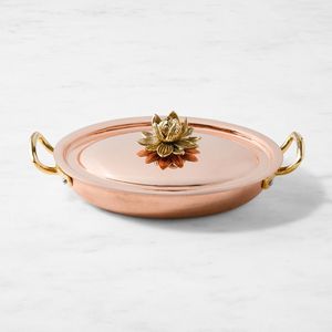 Elegant Handmade <b>Copper</b> Serving Casserole with Lid Brass Grip Handles Classic Kitchen Cookware for Dining <b>Table</b> Home and Hotels - Product Image 5