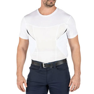 <b>White</b> Men's Tactical <b>Concealed</b> Carry T-Shirt Spandex Slim Fit Shooting Gun Pockets Undercover Tactical Holster T-Shirts - Product Image 1