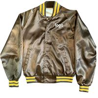 Blouson bomber pour homme en satin bordeaux, doublé, avec boutons pression, col côtelé, uni, décontracté, pour l'automne, style coach