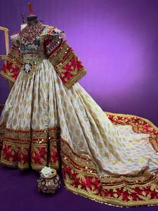 Robe afghane Kuchi de luxe pour femme, col montant, manches longues, brodée, robe de bal longue, rouge et or, tissée, tenue de soirée décontractée - Product Image 2