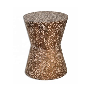 Patrones de línea vertical martillado de aluminio de alta calidad y taburete lateral de Metal con acabado de latón antiguo para decoración del hogar muebles de Metal - Product Image 2