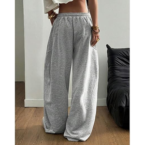 Men's Mid Wide Leg Baggy <b>Trousers</b> Soft Worsted Fabric Polyester/Cotton <b>Elastic</b> Sporty Breathable Eco-Friendly Lightweight - Product Image 3
