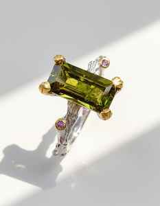 Anillo de Turmalina con Diseño de Rama de Árbol, Certificado IGI, Plata de Ley, Joyería de Lujo para Boda, Diseño Orgánico Inspirado en la Naturaleza, Elegante - Product Image 3