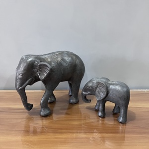 Handcrafted Aluminium <b>Elephant</b> Figurine Set Decorative Metal Animal Statue Home <b>Decor</b> Showpiece - Product Image 1
