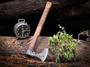 Custom Handmade Forged Carbon Steel Axe Outdoor Camping Hunting Hatchet Wooden Handle Survival Axe With Cover Survival <b>Tool</b> - Product Image 3