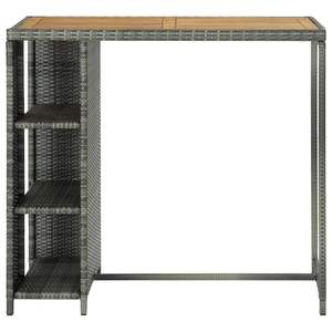 Table de bar moyenne en polyrotin gris, acier et bois d'acacia pour usage extérieur - Product Image 2