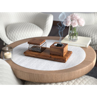 Madkhan Mini plateau en bois ensemble brûleur d'encens pour la maison décoratif bois de santal Bakhoor support parfait cadeau islamique pour Eid fraise