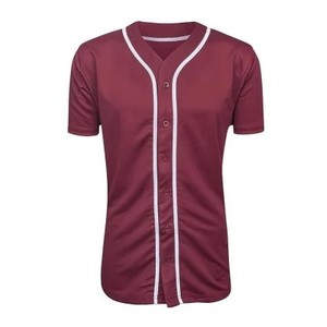 Maillot de baseball personnalisé pour homme, manches courtes, boutons sur le devant, évacuation de l'humidité, imprimé, 100% polyester, coupe classique, toutes saisons - Product Image 1