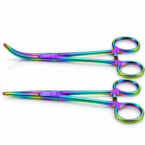 MJW Lot de 2 pinces à moustiques droites et courbées, finition multicolore, en acier inoxydable, pinces chirurgicales hémostatiques certifiées ISO - Product Image 2