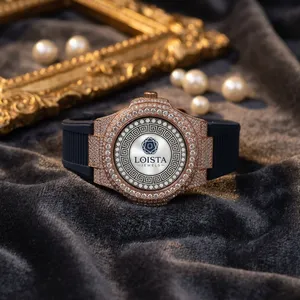 Awesome Fashion Moissanite Diamond Quartz Iced Out 20mm Glass <b>Watch</b> Wholesale Available for Export Price LOISTA - Product Image 1