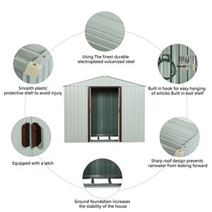 Casetta da Giardino in Metallo Bianca 1,8m x 1,5m per Organizzazione Ottimale ed Estetica - Product Image 6