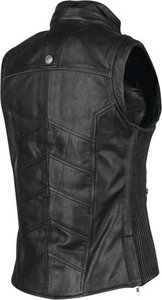 <b>Women</b> <b>Black</b> Genuine Leather Biker Vest Motorcycle Fashion <b>Waistcoat</b> - Product Image 2