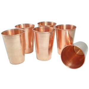Copper Straight Cups Hammered Finish Retro Design 6-Pack Drinking Cup Kitchen Use - Product Image 2