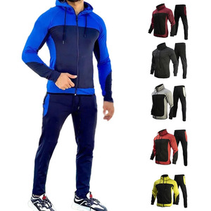 Men Color Block Hooded 100% Cotton Lightweight Tracksuit Set Drawstring Sweatshirt Jogger Pants Two <b>Piece</b> Sporty Outdoor Casual - Product Image 6