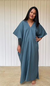 2026 Top Double Gauze Cotton Lounge Dress Cotton <b>Maxi</b> Breathable Loose Fit Dress Minimalist Summer Style <b>Kaftan</b> Dress - Product Image 2