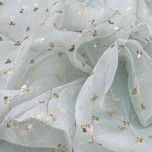 Luxury Sequin Embroidery Lace Fabric Floral Beaded Mesh Fabric African Wedding Party Dress <b>Material</b> - Product Image 3