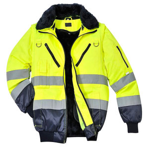 Unisex Reflective Hi Visibility Safety Jackets Yellow Polyester <b>Waterproof</b> Breathable Soft for Customizable Logo <b>Work</b> Pockets - Product Image 3