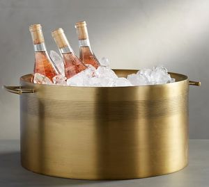 Cubo de Hielo de Latón Dorado Clásico de Gran Capacidad, Enfriador de Vino Redondo de Metal para Fiestas y Bares, al Mejor Precio - Product Image 1