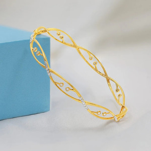 <b>Infinity</b> Twist Gold Bangle with Bezel Set Round Lab Grown Diamonds - Product Image 5