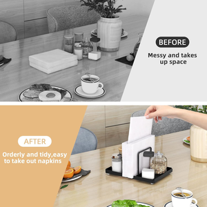 Modern Durable Metal Napkin Holder with Salt Pepper Shakers <b>Caddy</b> Standing Paper Napkin Storage for Kitchen - Product Image 5