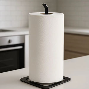 Porte-serviettes mural carré moderne en acier inoxydable pour cuisine, finition nickel, base facile à coller, sans perçage - Product Image 2