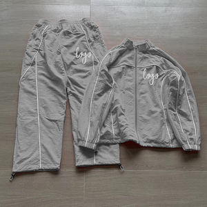 Custom Wholesale Waterproof Nylon Lightweight Sweatsuit Jogging Zip up Nylon Tracksuit Windbreaker <b>Set</b> - Product Image 2