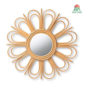 Forma redonda • Decoración de imitación de bambú • Puede colgarse en la pared • Completamente ensamblado • Marrón natural - Product Image 2