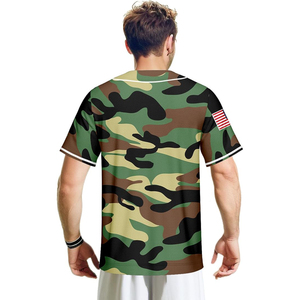 Maillot de baseball sublimé camouflage Forêt Verte, uniforme sportif professionnel, vêtements athlétiques unisexe - Product Image 4