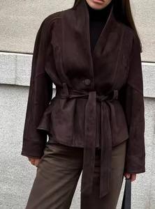 Abrigo de Lona para Mujer, Estilo Retro Vintage, con Cuello Solapa, Manga Larga y Cinturón Decorativo, Nuevo para Invierno - Product Image 3