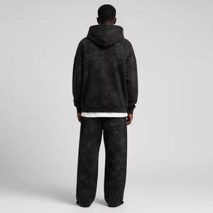 Conjunto de Sudadera con Capucha y Pantalones Deportivos Vintage Lavados al Ácido para Hombre, Talla Grande, con Bordado y Pedrería en las Mangas - Product Image 2