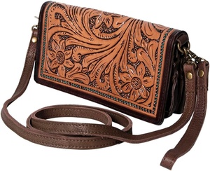 กระเป๋าสะพายข้างสำหรับผู้หญิงกระเป๋าหนังแท้สไตล์ตะวันตกงานทำมือแนววินเทจของอินเดีย - Product Image 3