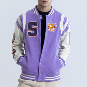 Wholesale Custom Unisex Varsity <b>Jackets</b> with Stand Collar <b>Heat</b> Transfer Logo Design Reversible Eco-Friendly Winter Casual Wool - Product Image 1