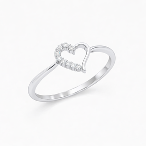 Anillo de Oro Sólido de 14K y 18K con Plata de Ley 925, Diseño de Corazón Abierto con Diamantes, para Mujer, Anillo de Compromiso, Anillo de Promesa de Amor, Regalo de Cumpleaños - Product Image 1
