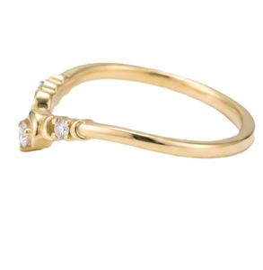 Newest Jewelry Dainty Curved <b>Three</b> Stone Diamond Ring 18K Solid Gold Minimalist Crescent V Shape Ring Round Lab Grown Diamond - Product Image 4