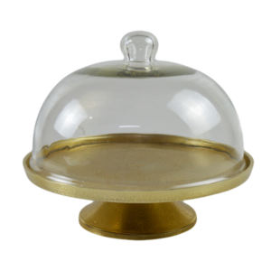 Dôme à gâteau en métal et verre, design martelé, avec poignée métallique plaquée or, décoration de fête d'anniversaire, support à gâteau, best-seller - Product Image 6