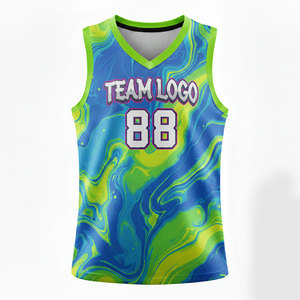 Ensemble de maillots de basket-ball personnalisés pour hommes, vente en gros, 100% polyester, impression numérique, protection UV, nom d'équipe personnalisé, taille élastique - Product Image 1