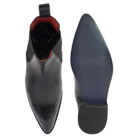 Bottines Chelsea en cuir véritable pour homme avec bout pointu, fermeture éclair, semelle en caoutchouc - Toutes saisons