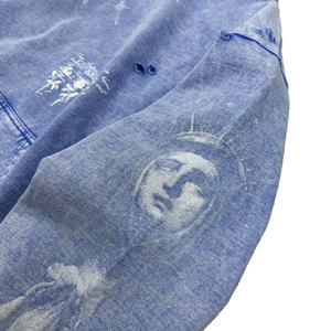 Custom Dyed Vintage <b>Bleached</b> Zip-Up Boxy Cropped Acid Stonewash Sunfaded Washed Print Winter Hoodie for Men Lined Design - Product Image 4