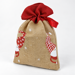 Pochette cadeau de Noël en jute naturelle avec cordon de serrage 25x35 cm, sac en jute rouge Lurex, logo personnalisé, marque privée, vente en gros, OEM, série réutilisable - Product Image 6