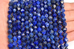 Perles de Lapis Lazuli Bleu Taillées en Étoile Facettées, Pierres Précieuses en Vrac, Fil Complet, Vente en Gros - Product Image 2