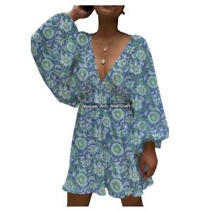 Vestido de Fiesta de Alta Calidad para Mujer, Estampado, Escote Pronunciado, Estilo Linterna, Halter, Escote en V Profundo - Product Image 6